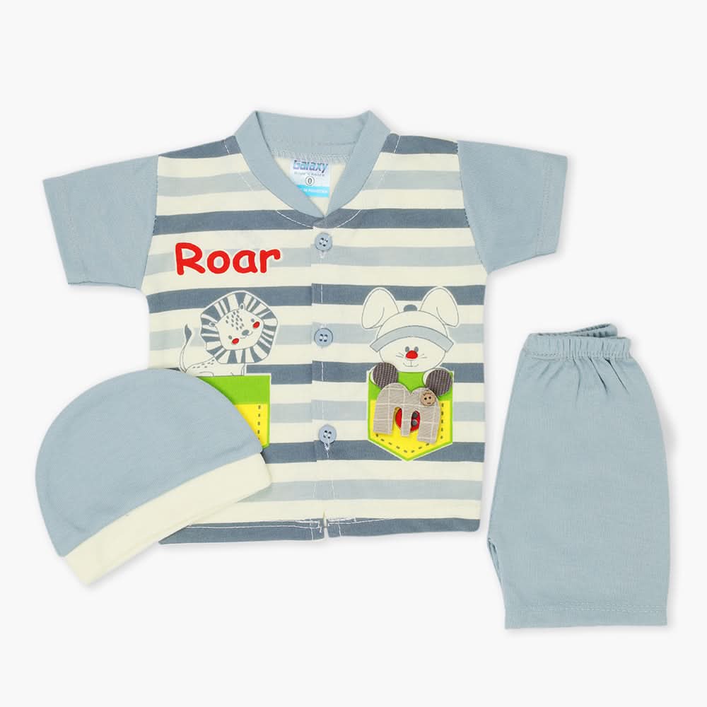 Newborn Boys Half Sleeves Suit - Steel Blue, Newborn Boys Sets & Suits, Chase Value, Chase Value