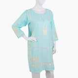 Women's Embroidered Kurti - Cyan, Women Ready Kurtis, Chase Value, Chase Value