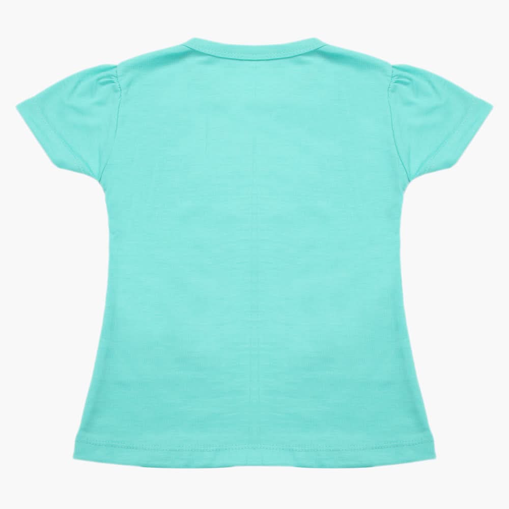 Girls Half Sleeves T-Shirt - Cyan, Girls T-Shirts, Chase Value, Chase Value