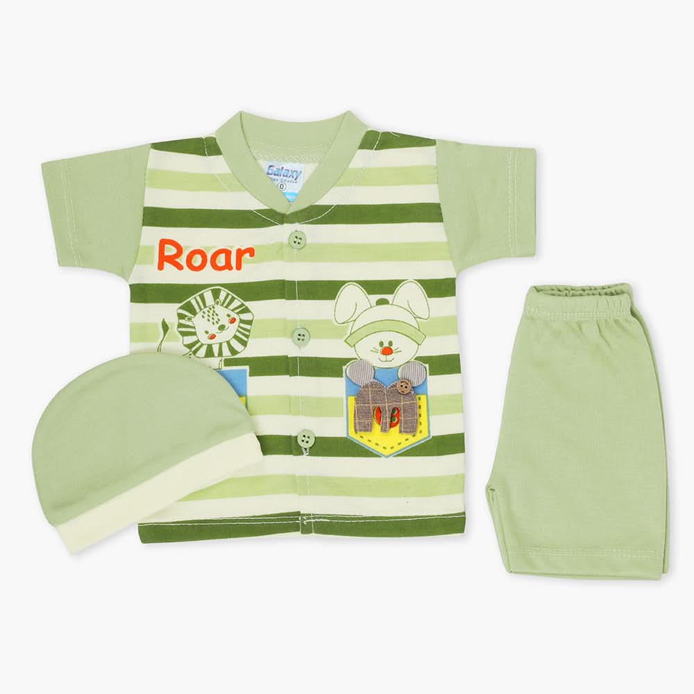 Newborn Boys Half Sleeves Suit - Green, Newborn Boys Sets & Suits, Chase Value, Chase Value