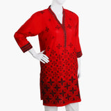 Women's Embroidered Kurti - Red, Women Ready Kurtis, Chase Value, Chase Value