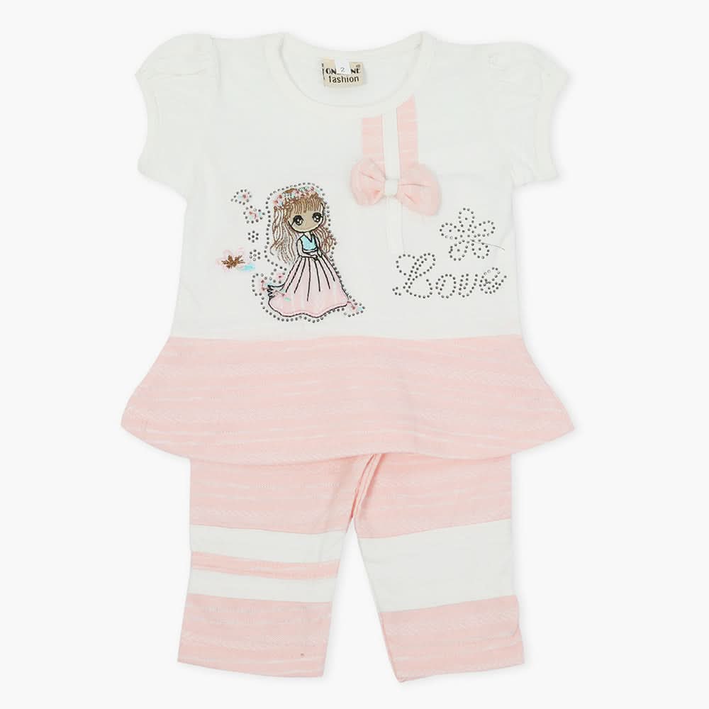 Girls Half Sleeves Suit - Pink, Girls T-Shirts, Chase Value, Chase Value