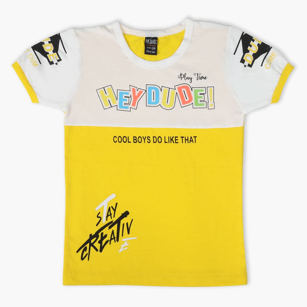 Boys Half Sleeves T-Shirt - Yellow, Boys T-Shirts, Chase Value, Chase Value