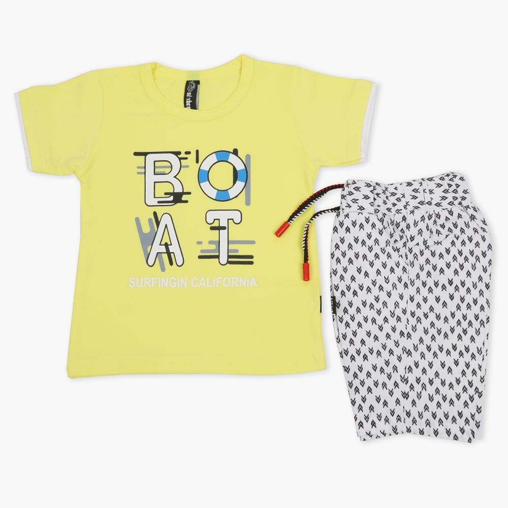 Boys Half Sleeves Short Suit - Lemon, Boys Sets & Suits, Chase Value, Chase Value