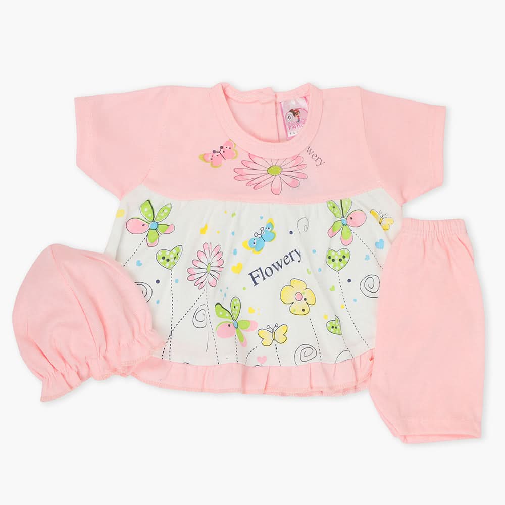Newborn Girls Half Sleeves Suit - Pink, Newborn Girls Sets & Suits, Chase Value, Chase Value