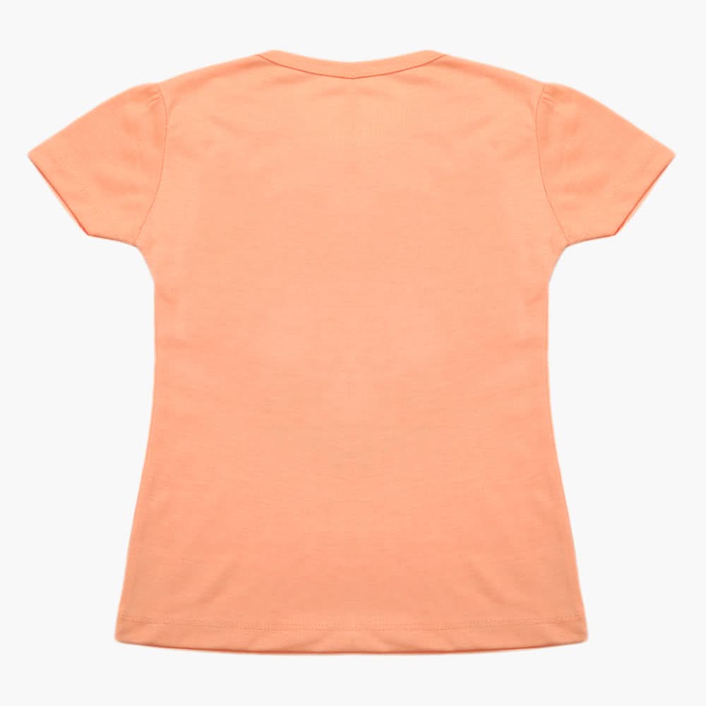 Girls Half Sleeves T-Shirt - Peach, Girls T-Shirts, Chase Value, Chase Value