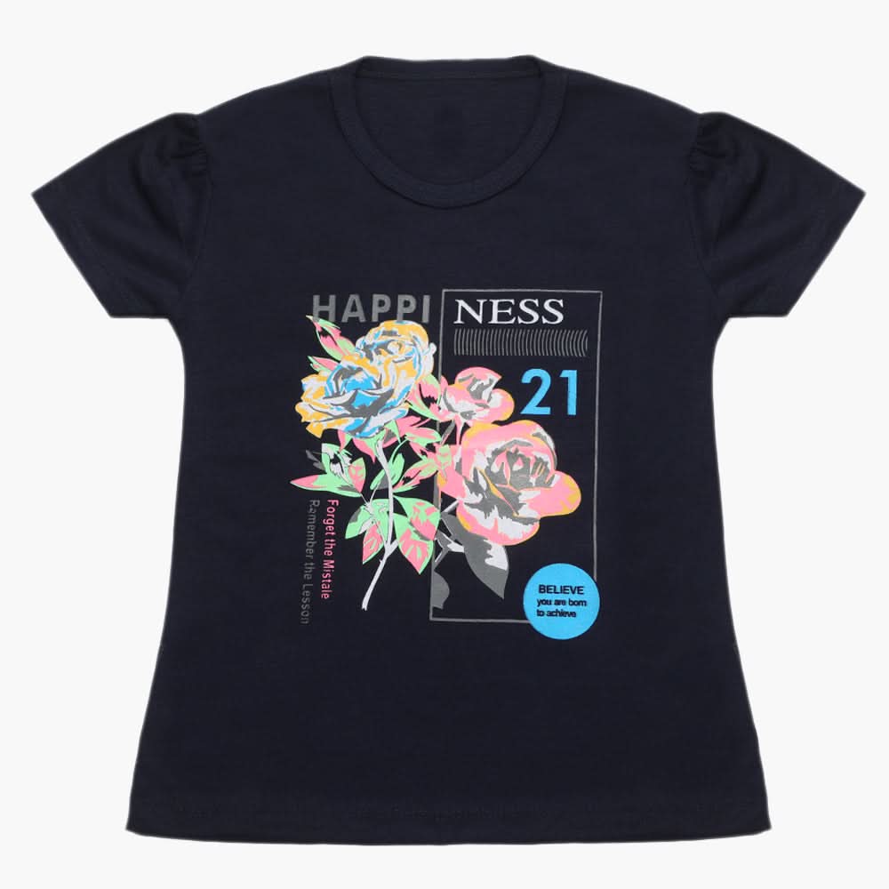 Girls Half Sleeves T-Shirt - Navy Blue, Girls T-Shirts, Chase Value, Chase Value