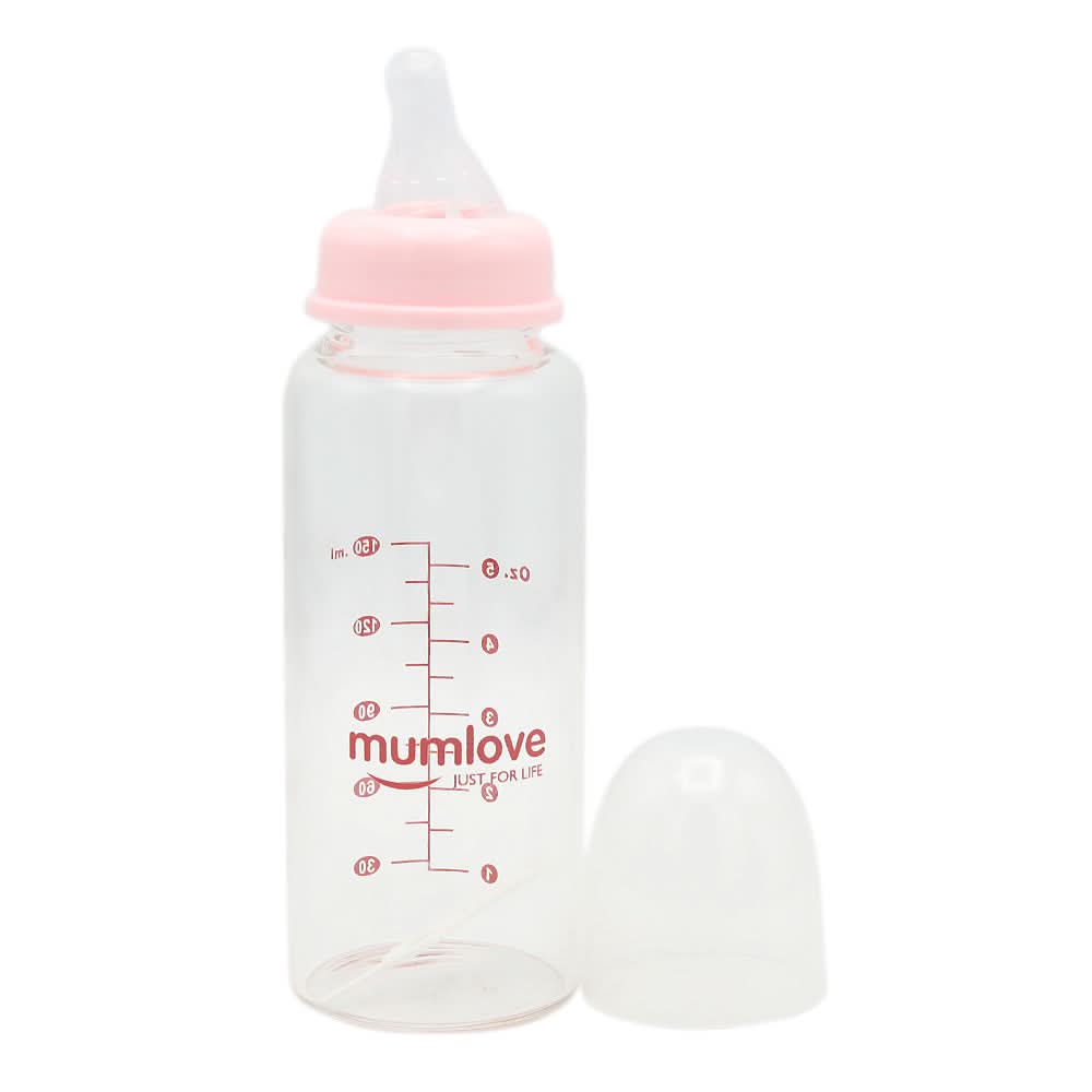 Mum Love Glass Bottle 150ml B1375 - Pink, Kids, Feeding Supplies, Chase Value, Chase Value
