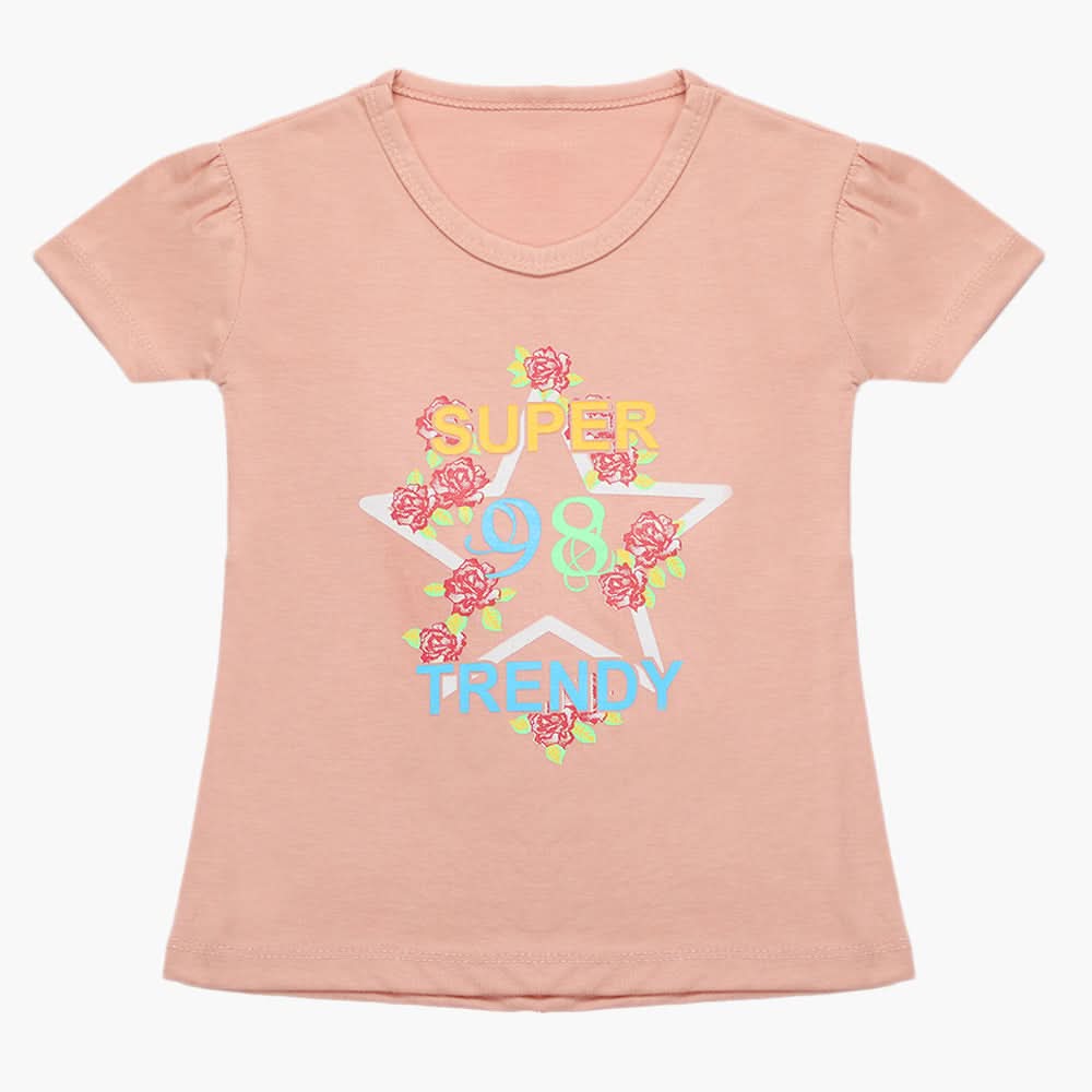 Girls Half Sleeves T-Shirt - T-Pink, Girls T-Shirts, Chase Value, Chase Value