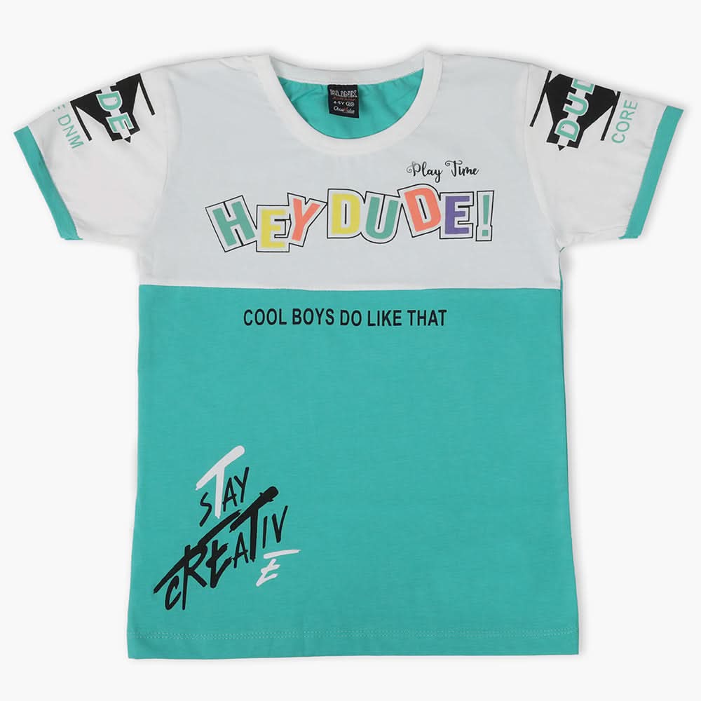Boys Half Sleeves T-Shirt - Sea Green, Boys T-Shirts, Chase Value, Chase Value