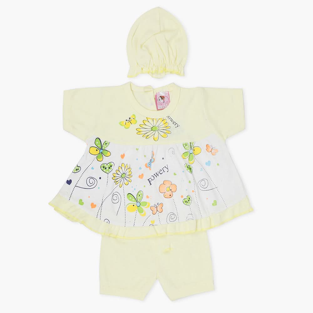Newborn Girls Half Sleeves Suit - Lemon, Newborn Girls Sets & Suits, Chase Value, Chase Value
