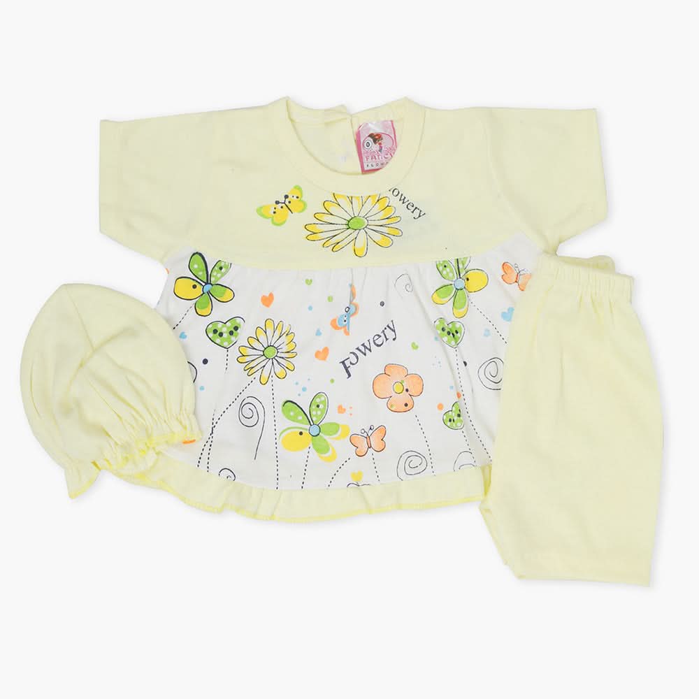 Newborn Girls Half Sleeves Suit - Lemon, Newborn Girls Sets & Suits, Chase Value, Chase Value