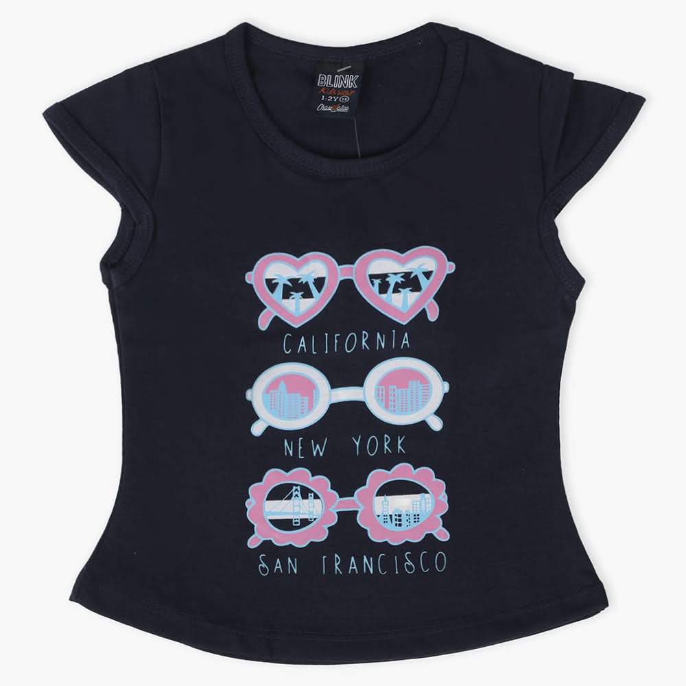 Girls Half Sleeves T-Shirt - Navy Blue, Girls T-Shirts, Chase Value, Chase Value