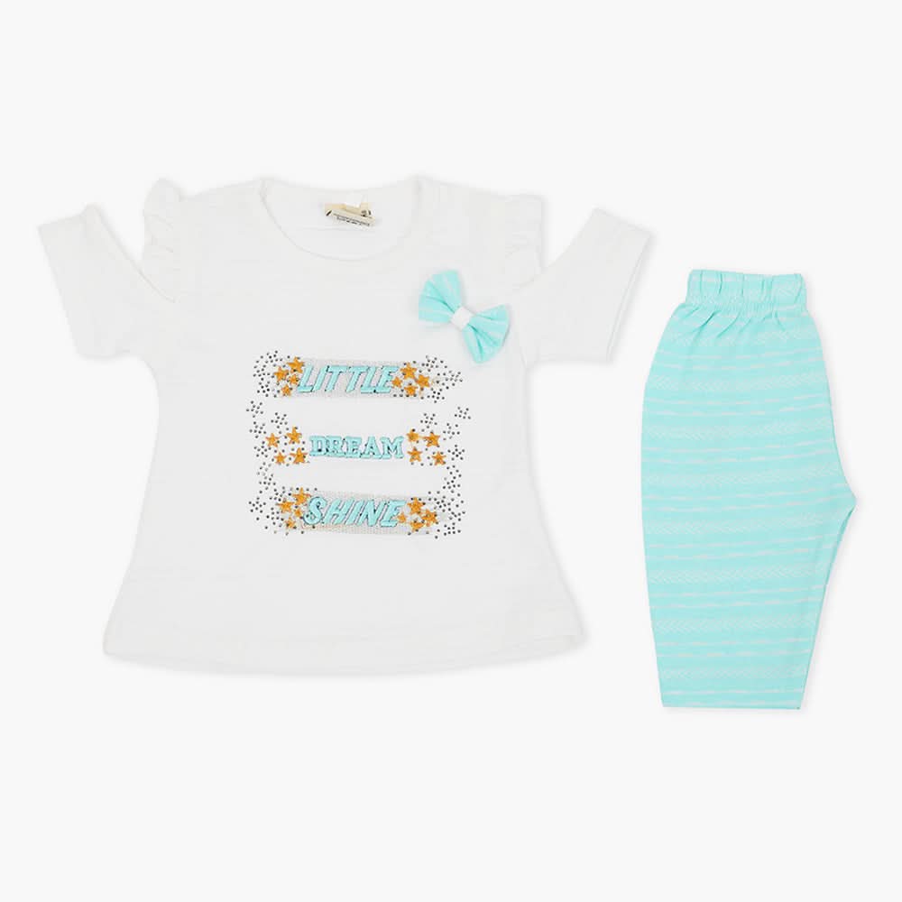 Girls Half Sleeves Suit - Sky Blue, Girls T-Shirts, Chase Value, Chase Value