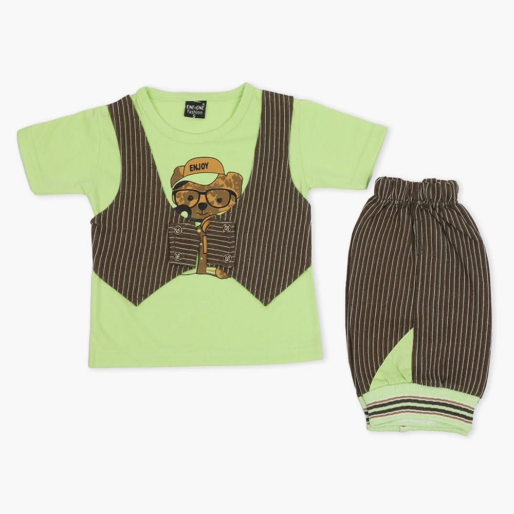 Boys Half Sleeves Short Suit - Green, Boys Sets & Suits, Chase Value, Chase Value
