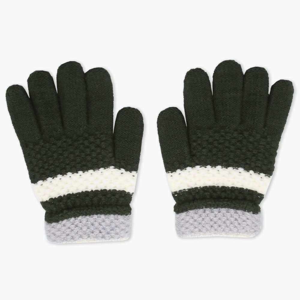 Boys woolen Gloves - Dark Green, Boys Caps & Gloves, Chase Value, Chase Value