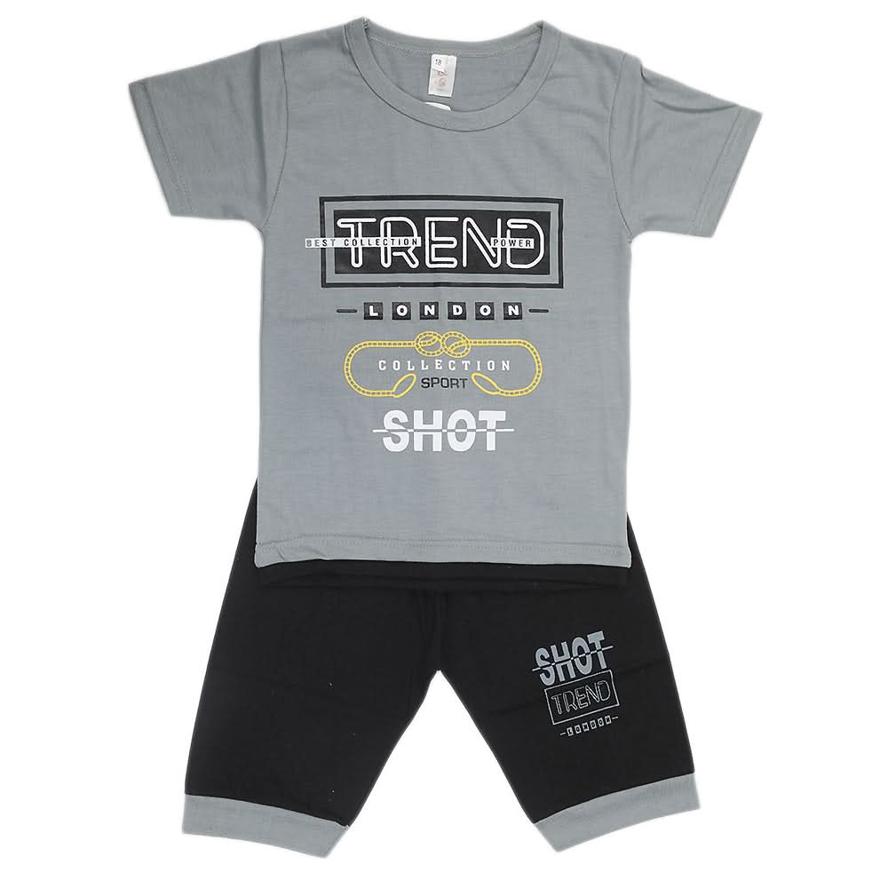 Boys Half Sleeves Suit - Grey, Kids, Boys Sets And Suits, Chase Value, Chase Value