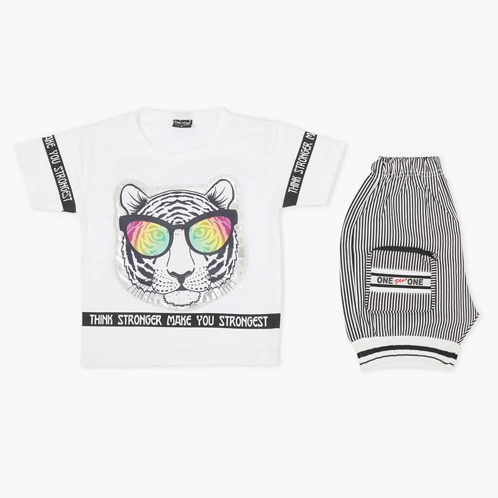 Girls Half Sleeves Suit - White, Girls T-Shirts, Chase Value, Chase Value