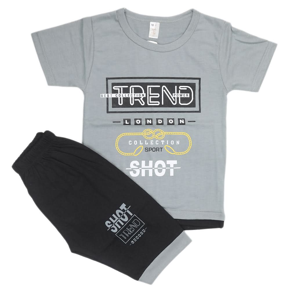 Boys Half Sleeves Suit - Grey, Kids, Boys Sets And Suits, Chase Value, Chase Value