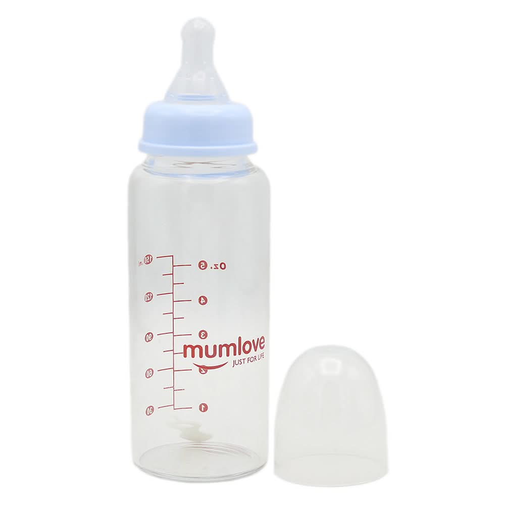 Mum Love Glass Bottle 150ml B1375 - Light Blue, Kids, Feeding Supplies, Chase Value, Chase Value