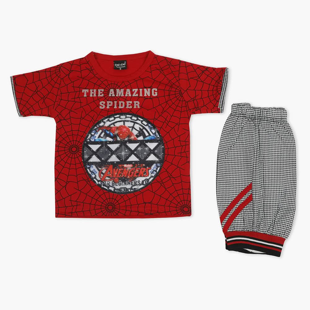 Boys Half Sleeves Short Suit - Red, Boys Sets & Suits, Chase Value, Chase Value