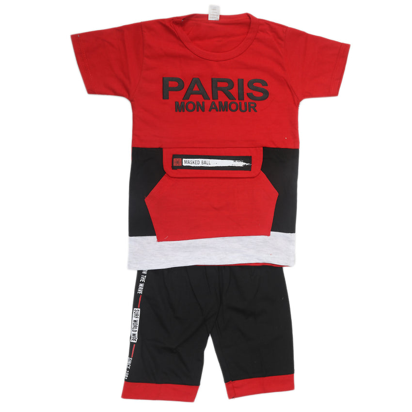 Boys Half Sleeves Suit - Red, Kids, Boys Sets And Suits, Chase Value, Chase Value