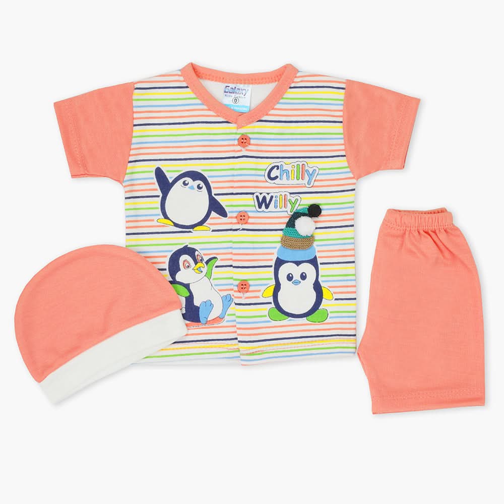 Newborn Boys Half Sleeves Suit - Peach, Newborn Boys Sets & Suits, Chase Value, Chase Value