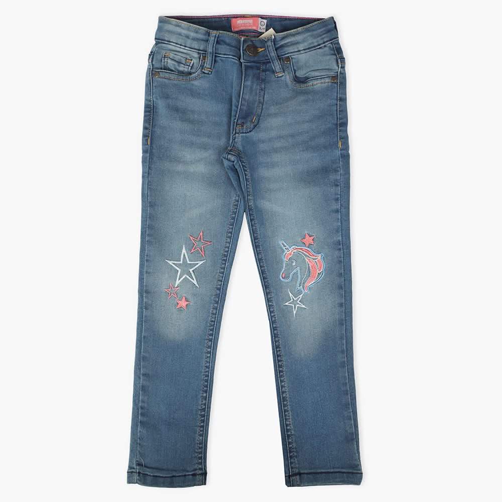 Girls Denim Pant - Dark Blue, Girls Pants & Capri, Chase Value, Chase Value