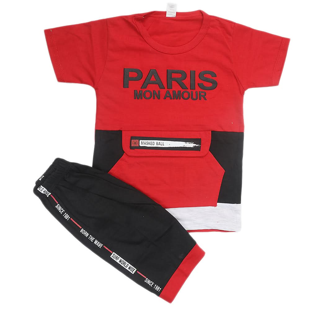 Boys Half Sleeves Suit - Red, Kids, Boys Sets And Suits, Chase Value, Chase Value