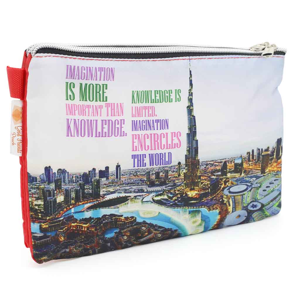 Pencil Pouch Two Zipper - Red, Pencil Boxes & Stationery Sets, Chase Value, Chase Value