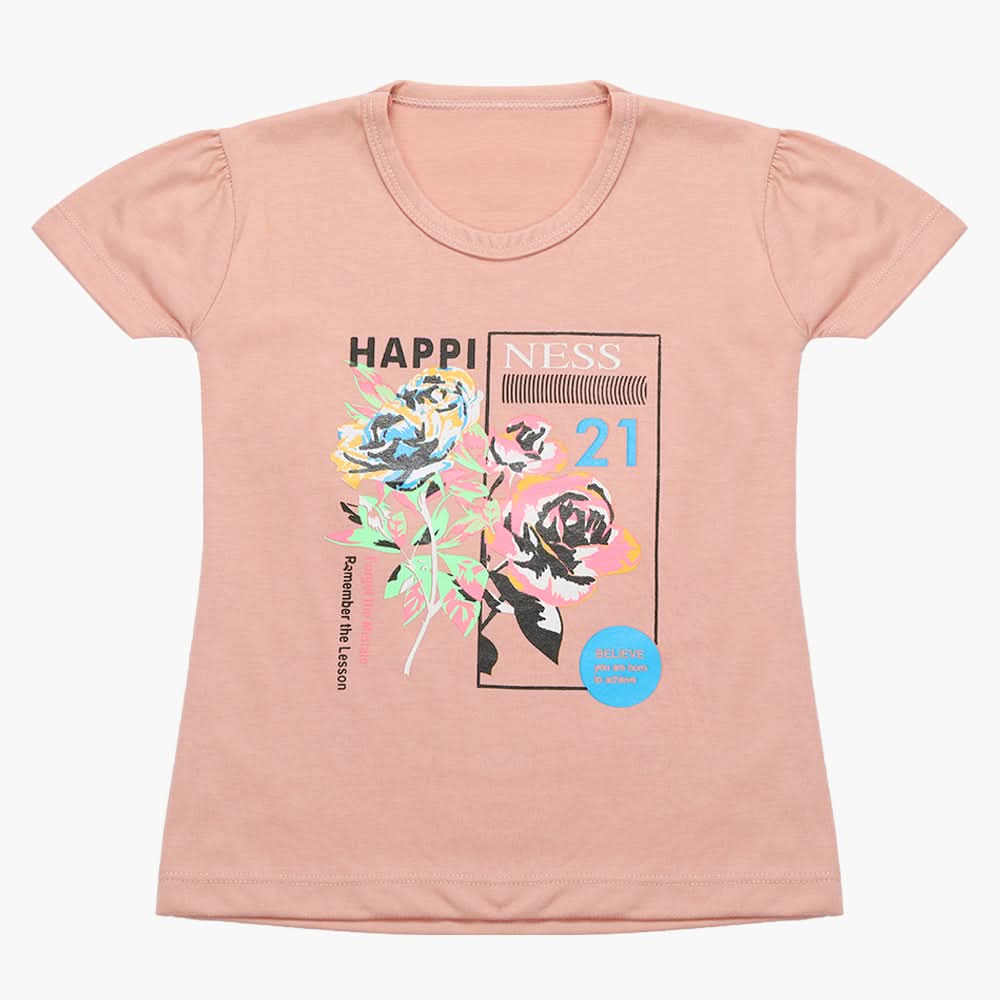 Girls Half Sleeves T-Shirt - Tea Pink, Girls T-Shirts, Chase Value, Chase Value