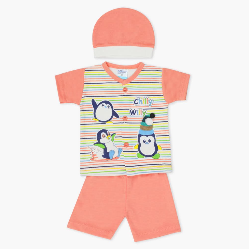 Newborn Boys Half Sleeves Suit - Peach, Newborn Boys Sets & Suits, Chase Value, Chase Value