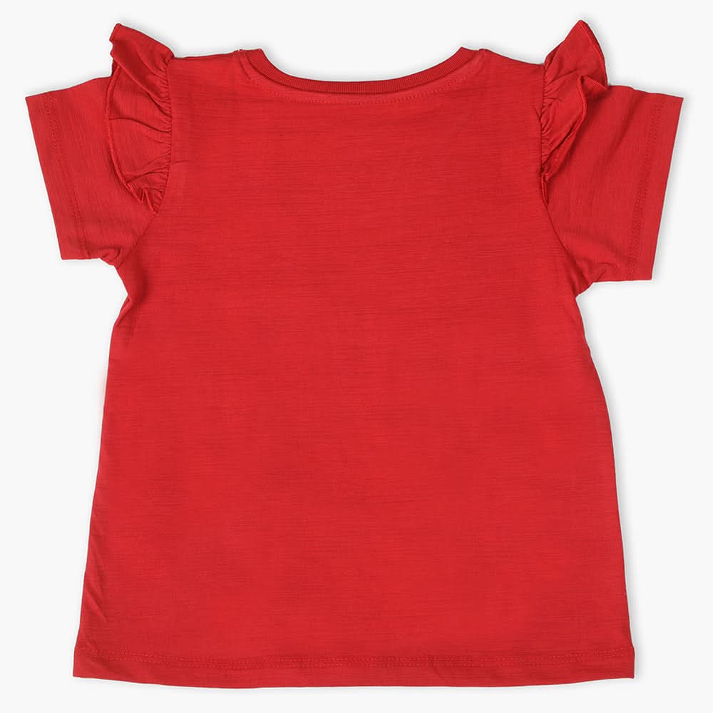 Girls Half Sleeves T-Shirt - Red, Girls T-Shirts, Chase Value, Chase Value