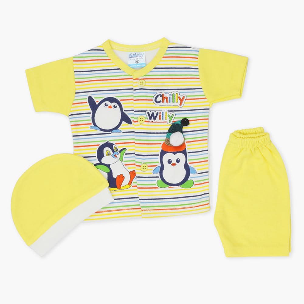 Newborn Boys Half Sleeves Suit - Yellow, Newborn Boys Sets & Suits, Chase Value, Chase Value