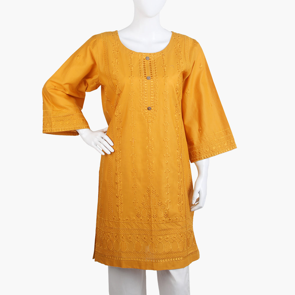 Women's Embroidered Kurti - Mustard, Women Ready Kurtis, Chase Value, Chase Value