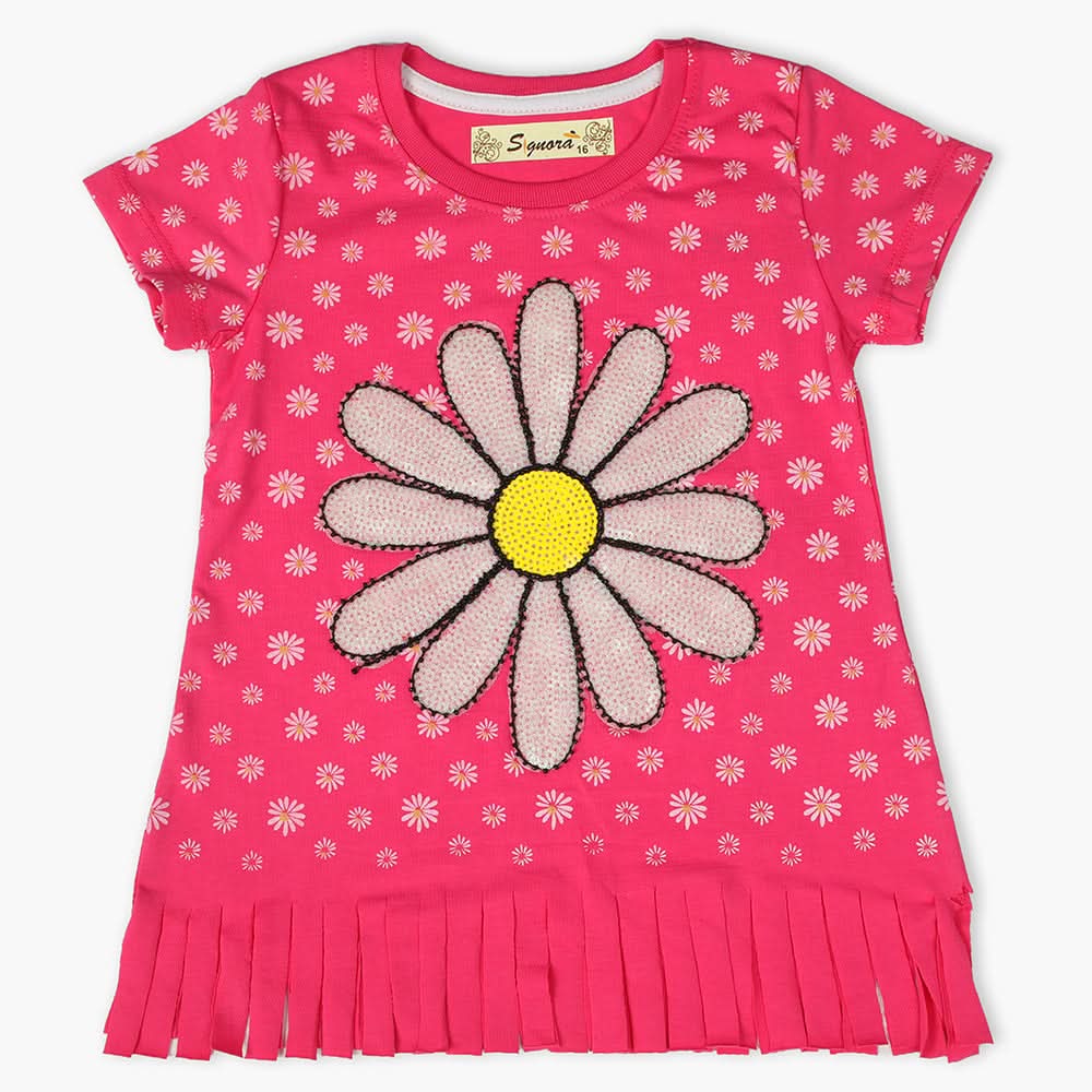 Girls Half Sleeves T-Shirt - Dark Pink, Girls T-Shirts, Chase Value, Chase Value