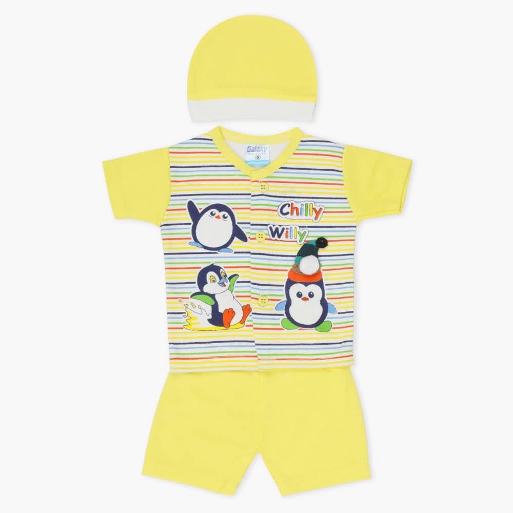 Newborn Boys Half Sleeves Suit - Yellow, Newborn Boys Sets & Suits, Chase Value, Chase Value