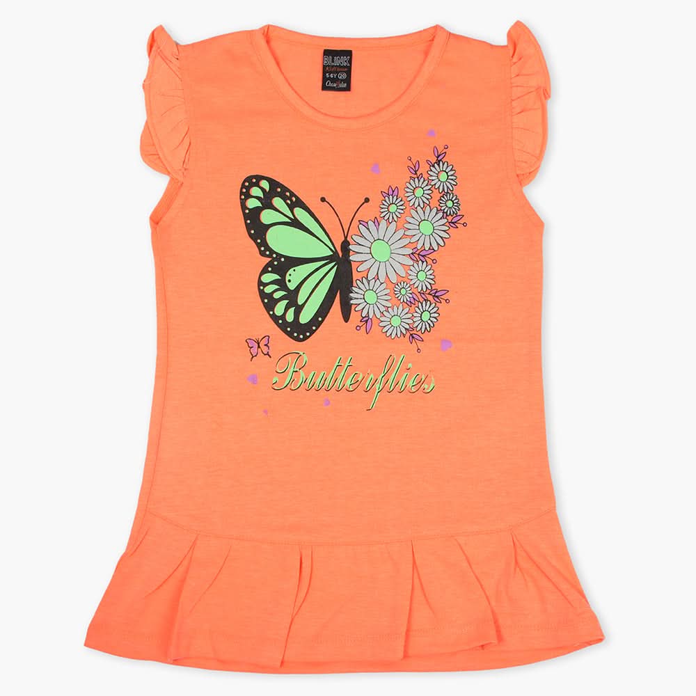 Girls Half Sleeves T-Shirt - Peach, Girls T-Shirts, Chase Value, Chase Value