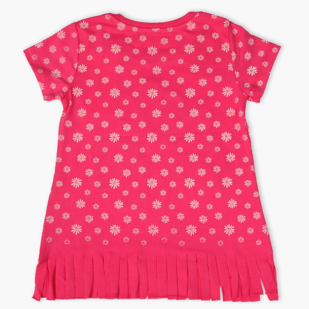 Girls Half Sleeves T-Shirt - Dark Pink, Girls T-Shirts, Chase Value, Chase Value