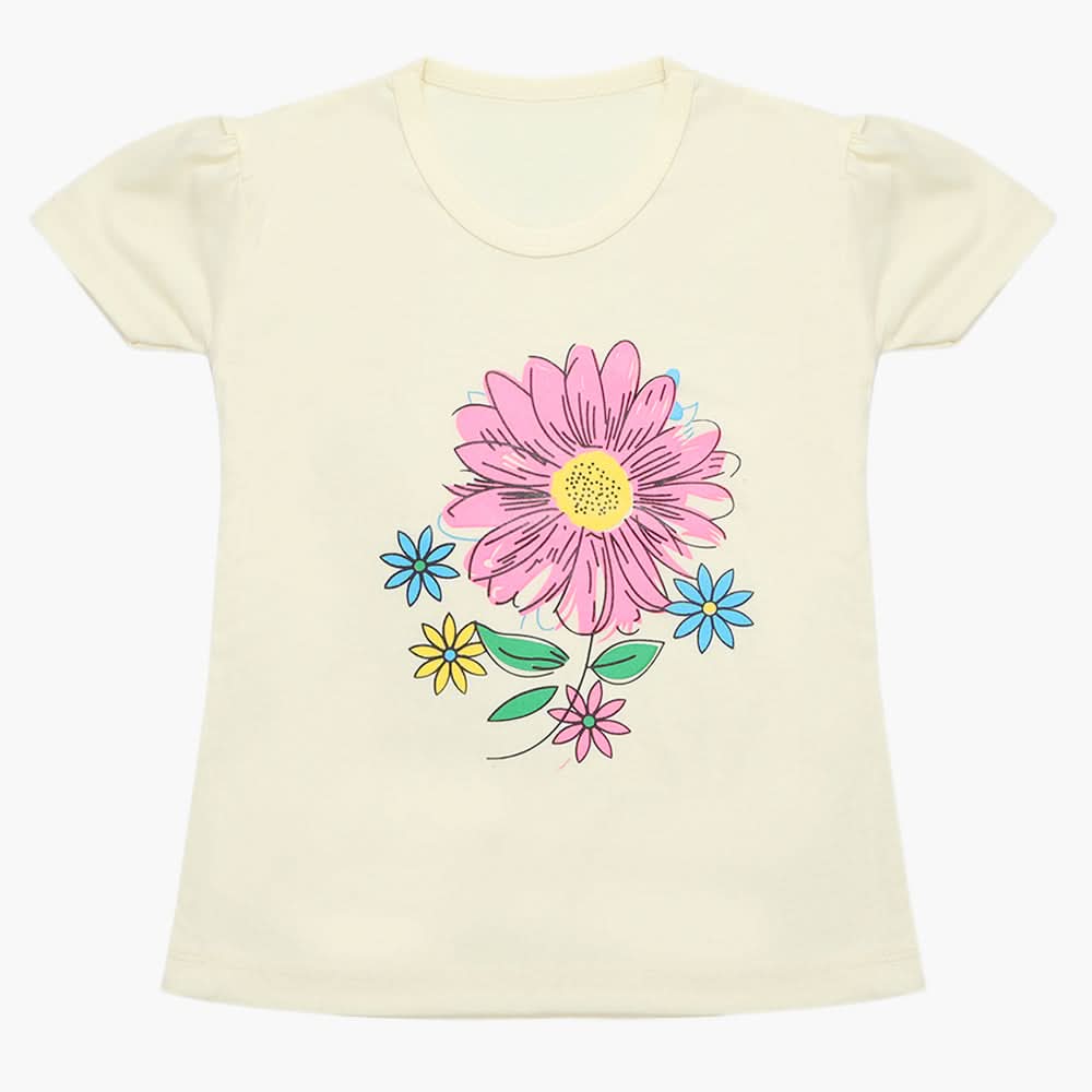 Girls Half Sleeves T-Shirt - Lemon, Girls T-Shirts, Chase Value, Chase Value