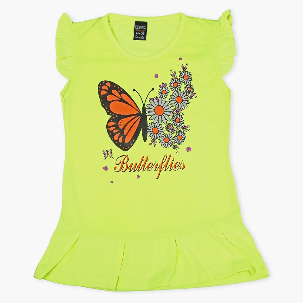 Girls Half Sleeves T-Shirt - Neon Green, Girls T-Shirts, Chase Value, Chase Value