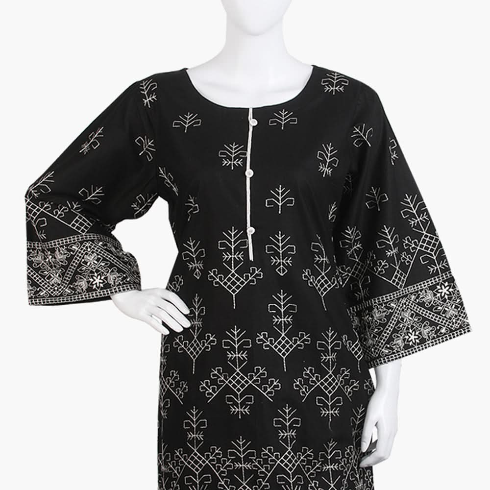Women's Embroidered Kurti - Black, Women Ready Kurtis, Chase Value, Chase Value