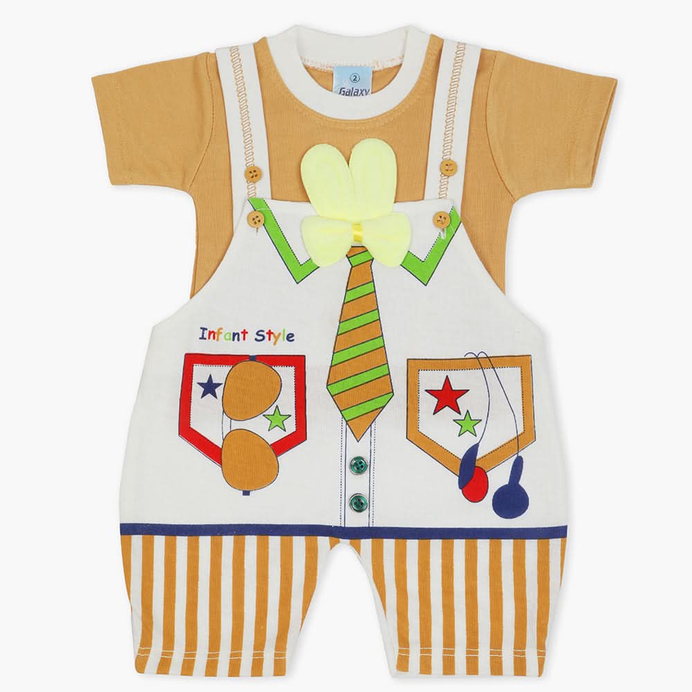 Newborn Boys Half Sleeves Romper - Brown, Newborn Boys Rompers, Chase Value, Chase Value