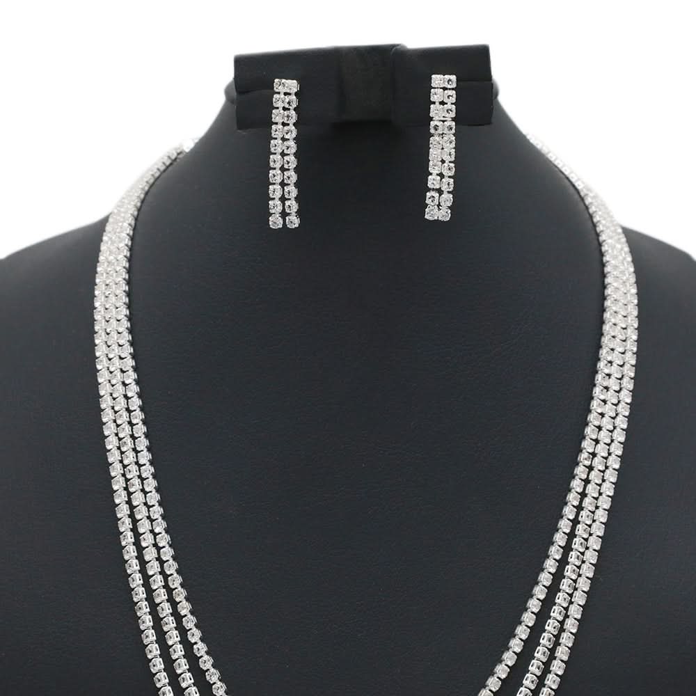 Women's Short Mala Set - Silver, Women Jewellery Set, Chase Value, Chase Value