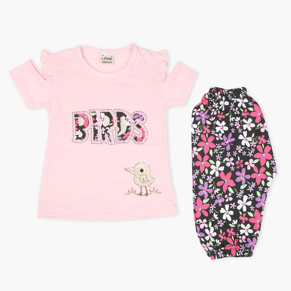 Girls Half Sleeves Suit - Pink, Girls T-Shirts, Chase Value, Chase Value