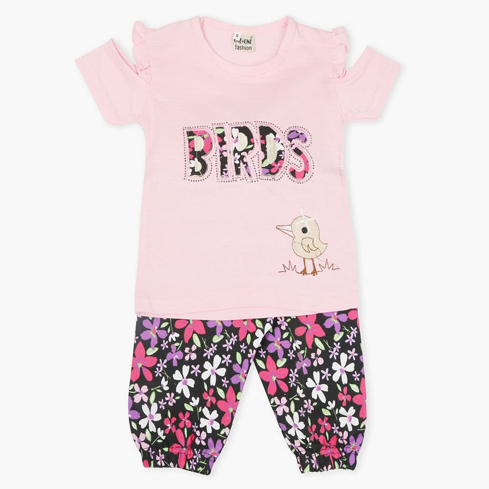 Girls Half Sleeves Suit - Pink, Girls T-Shirts, Chase Value, Chase Value