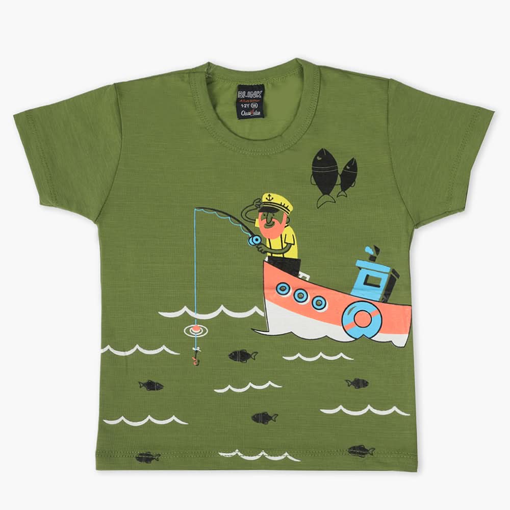 Boys Half Sleeves T-Shirt - Green, Boys T-Shirts, Chase Value, Chase Value