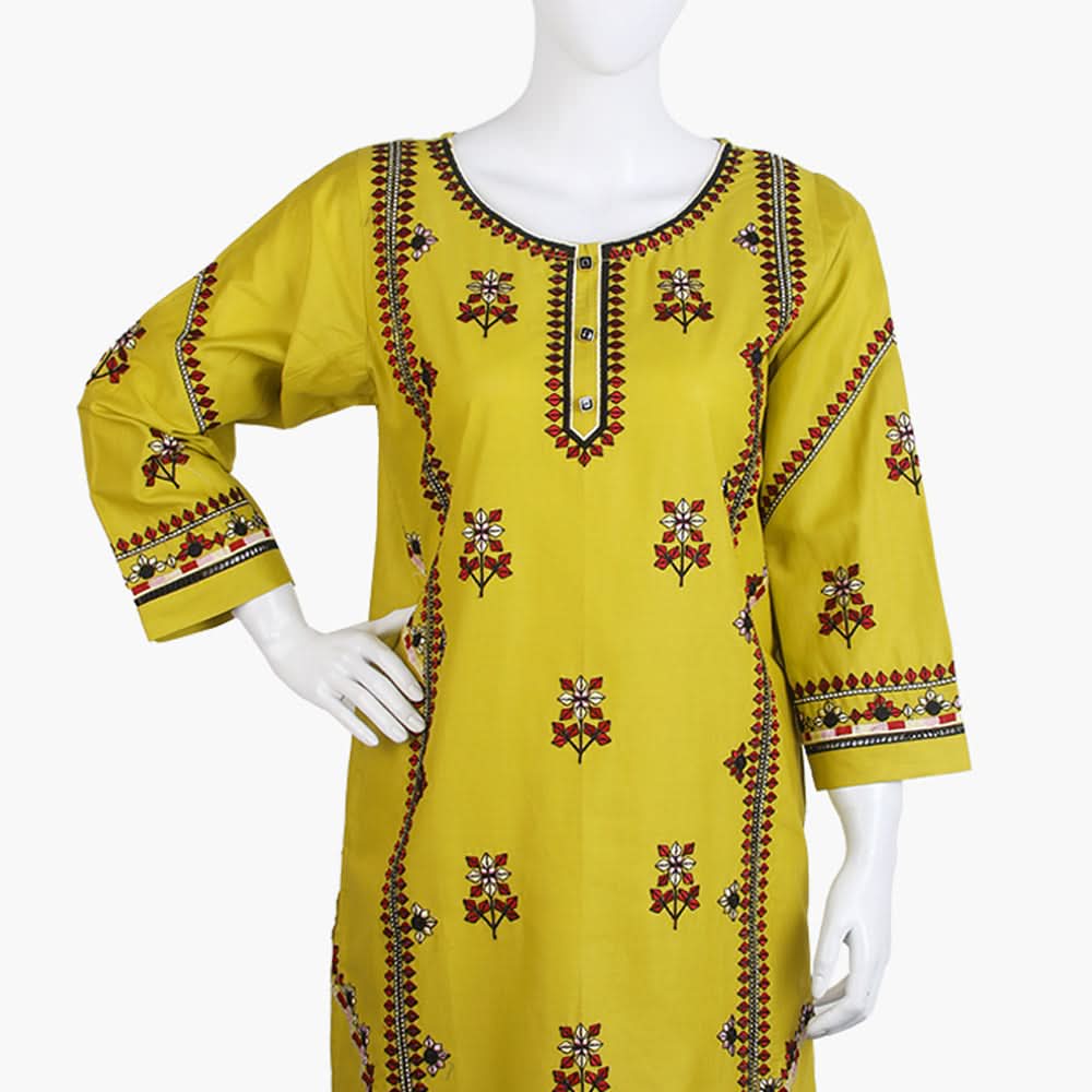 Women's Embroidered Kurti - Green, Women Ready Kurtis, Chase Value, Chase Value