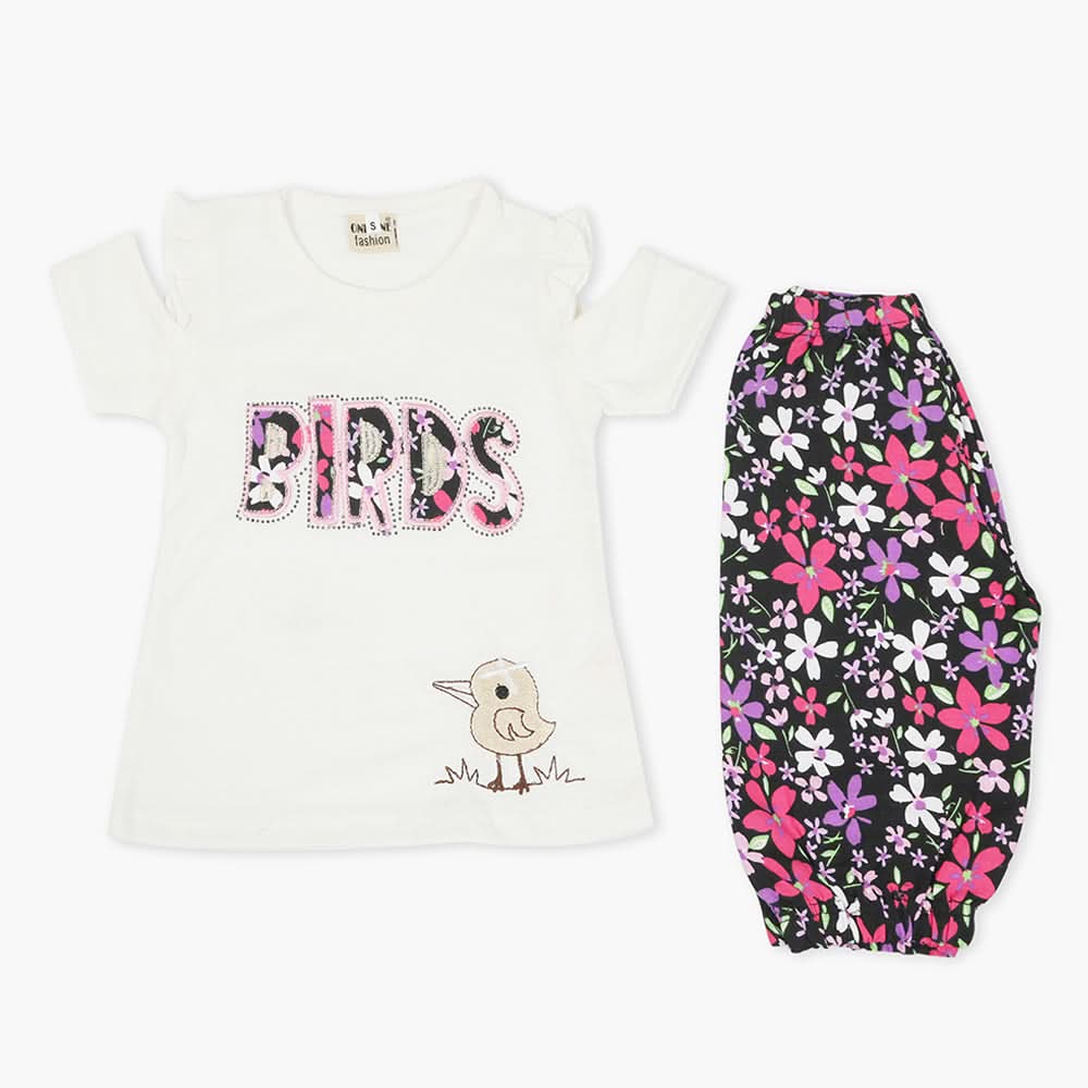 Girls Half Sleeves Suit - White, Girls T-Shirts, Chase Value, Chase Value