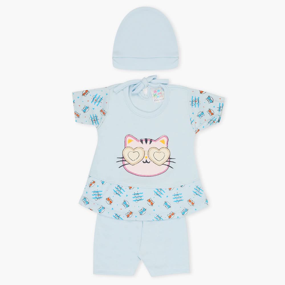 Newborn Girls Half Sleeves Suit - Blue, Newborn Girls Sets & Suits, Chase Value, Chase Value